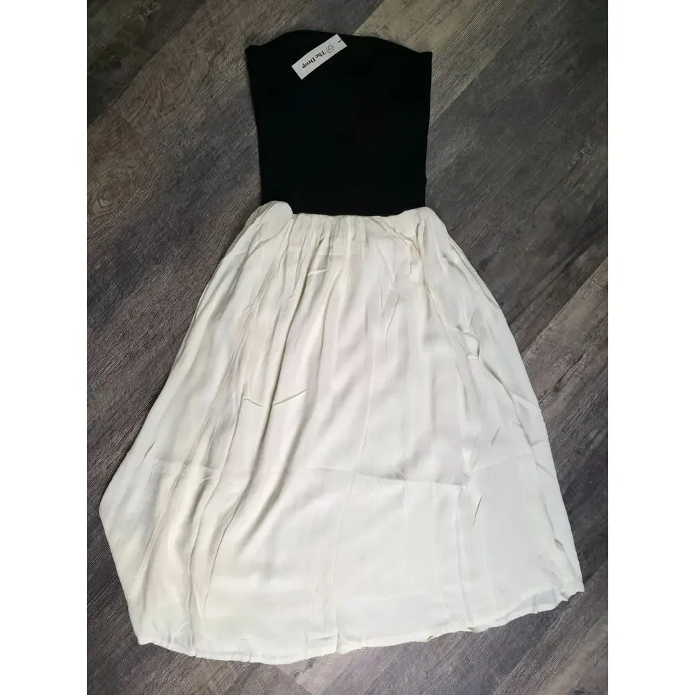 The Drop Lillian Strapless Maxi Dress Black Ivory Size S NWT Colorblock - Picture 6 of 8